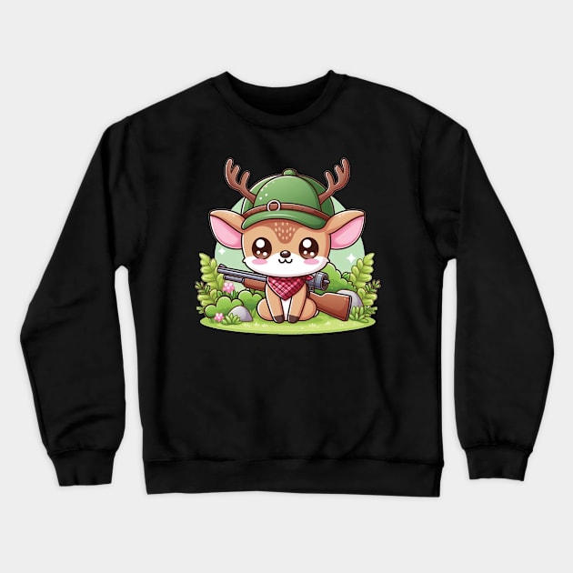 Cute Deer Hunter Crewneck Sweatshirt by The Art-Mart